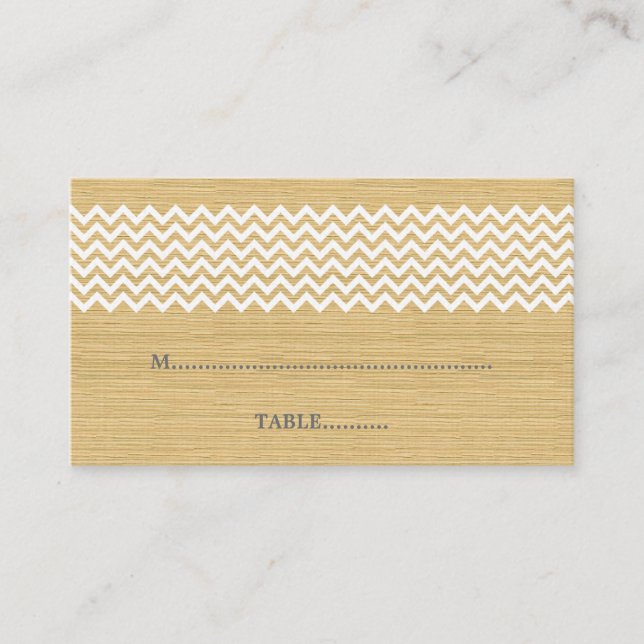 De Placement Ivory Rustic Chevron Mariage Carte Place (Devant)