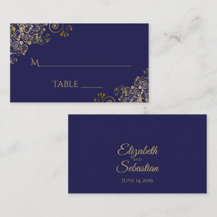 De Placement Lacy Gold sur bleu marine Elegant Wedding Carte Es