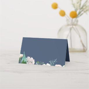 De Placement Les pivoines romantiques Carte Étiquette Blue Bu