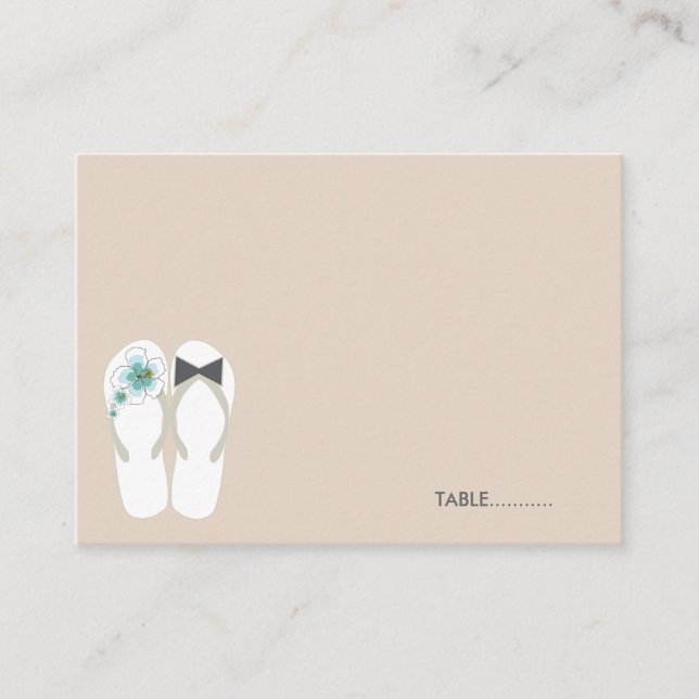 De Placement M. & Mme Flip Flops Plage Mariage Carte Lieu (Devant)