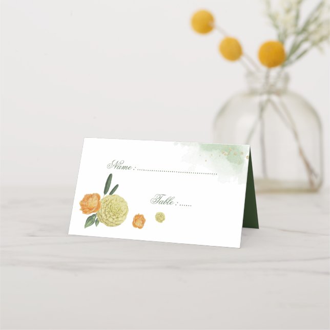 De Placement magnifique jaune oranger fleurs verdure carte plac (Devant)