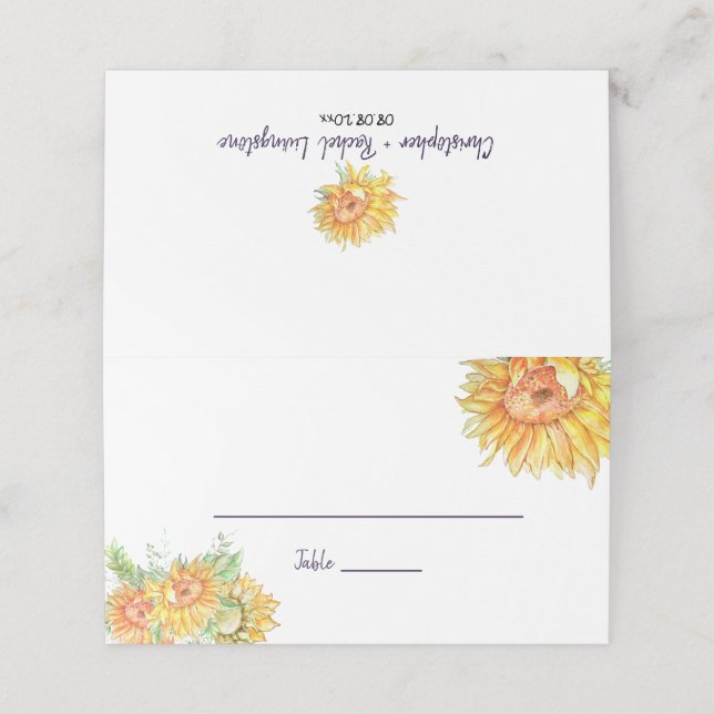 De Placement Mariage d'été Sunflowers Escort Carte Place (Extérieur déplié)