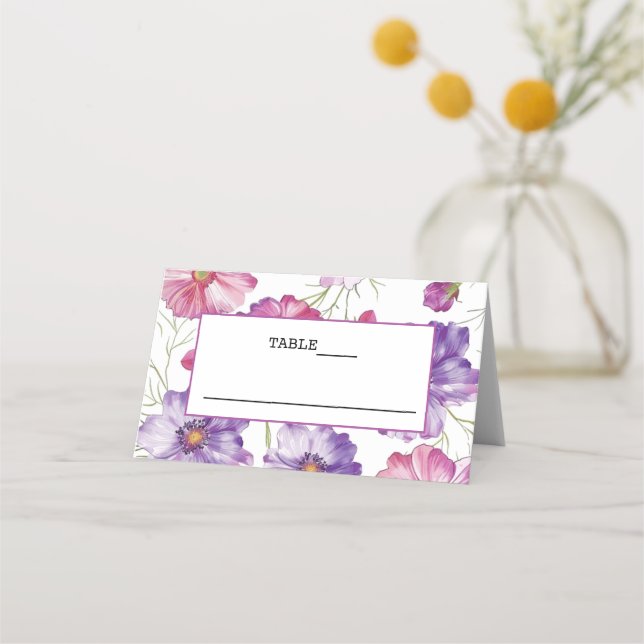 De Placement Mariage rose floral plié Carte Place (Devant)