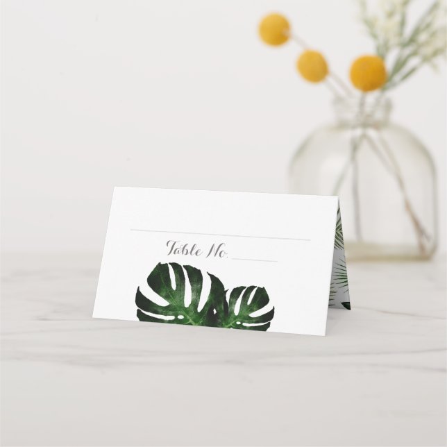De Placement Mariage tropical Monstera Plié Carte Place (Devant)