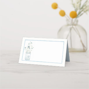 De Placement Mason Mariage Mason Fleurs Bleues Carte Place Plié