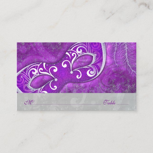 De Placement Masquerade Masque Ball Masque Violet Mariage Carte (Devant)