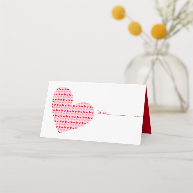 De Placement mini coeur rose rouge carte place & escorte (Devant)