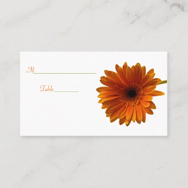De Placement Orange Gerbera Daisy Occasion spéciale Carte Place (Devant)