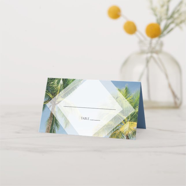De Placement Palmiers tropicaux Plage Mariage Carte Lieu (Devant)