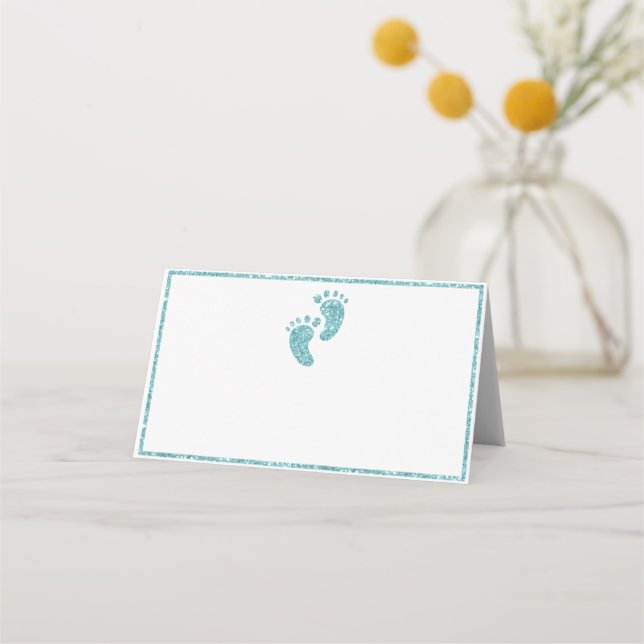 De Placement Parties scintillant turquoise Pieds bébé Carte Pla (Devant)