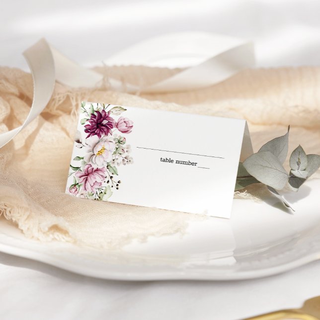 De Placement Peonies rose Bourgogne Floral Mariage Carte Place (Créateur téléchargé)