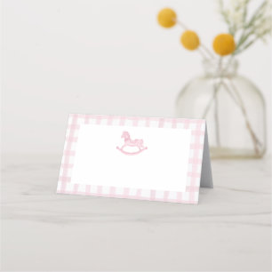 De Placement Pink En vichy Rocse Horse Baby shower Carte Place