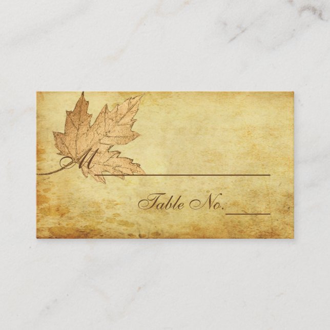 De Placement PixDezines Feuilles d'érable/Faux Gold/Place Carte (Devant)