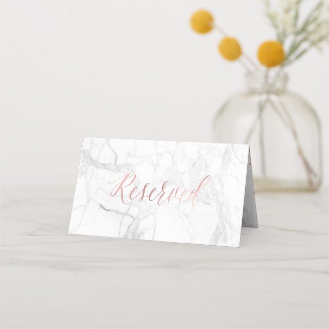 De Placement PixDezines Marble Faux Rose Gold Carte Réservée (Devant)