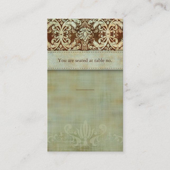 De Placement Placer la carte Damas Brown Vintage (Devant)