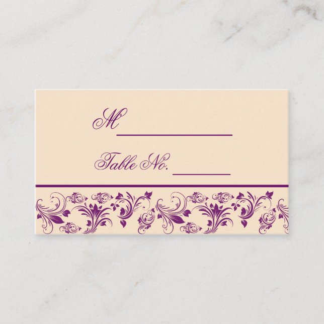 De Placement Plum Champagne Floral Soll Mariage Carte Place (Devant)