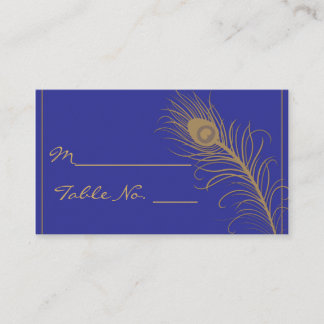 De Placement Plume Peacock en or et carte bleue marine