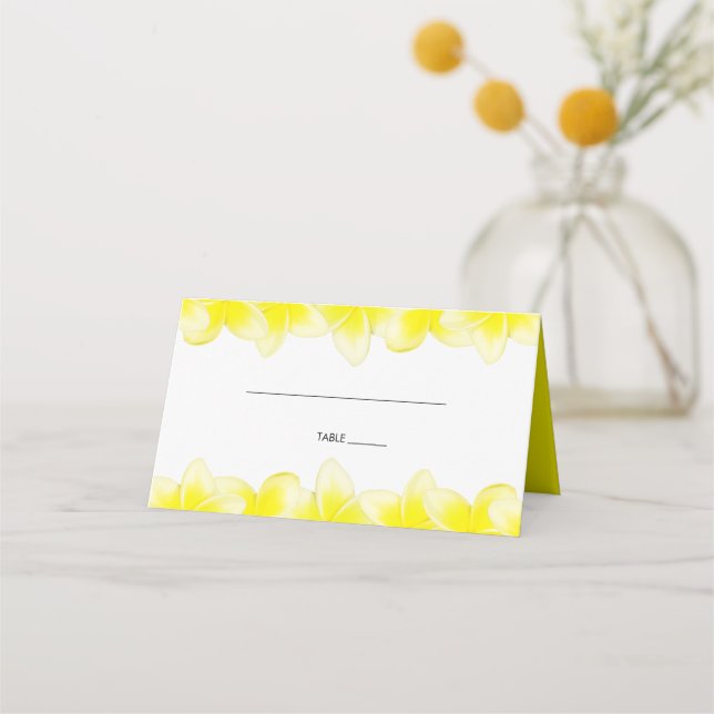 De Placement Plumeria Jaune Frangipani Mariage Carte Place (Devant)