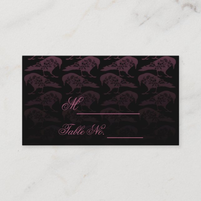 De Placement Purple Corbeau gothique Mariage Carte Place (Devant)