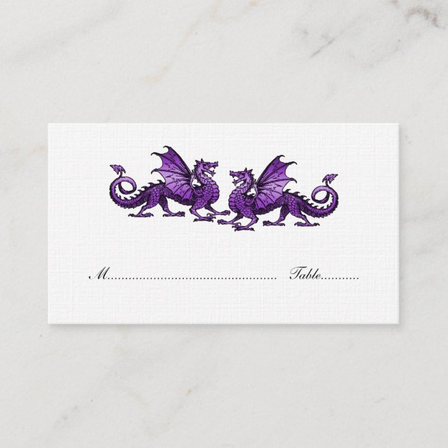 De Placement Purple Elegant Dragons Mariage Carte Place (Devant)