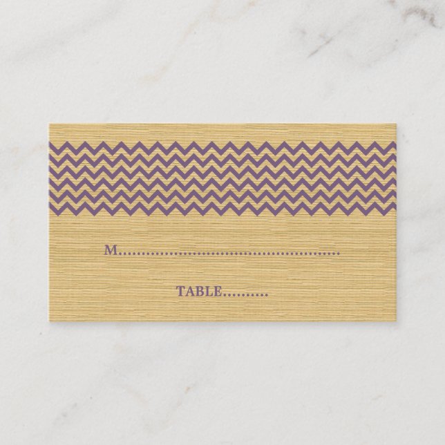 De Placement Purple Rustique Chevron Mariage Carte Place (Devant)