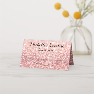 De Placement Rose Gold Parties scintillant Sweet 16 Carte Place