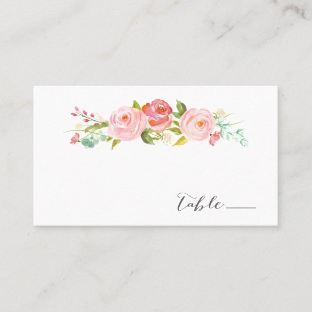 De Placement Rose Jardin Floral Mariage Escort / Carte Place (Devant)