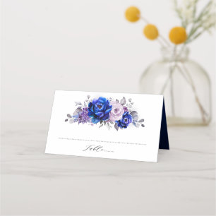 De Placement Royal Blue Lilac Purple Floral Mariage Carte Place