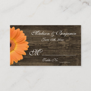 De Placement Rustic Wood Orange Gerber Daisy Mariage Carte Plac