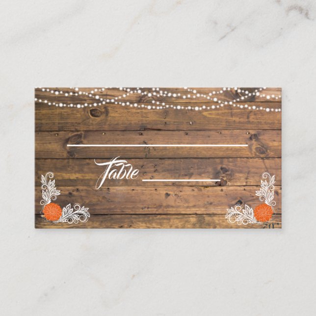 De Placement Rustic Wood Twinkle Lights dentelle Mariage Carte  (Devant)