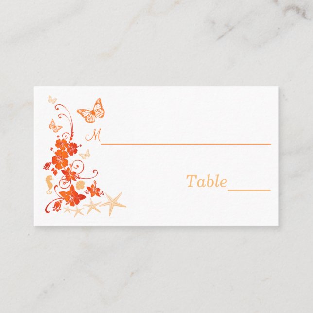 De Placement Sable, Orange, Blanc Tropical Plage Carte Place (Devant)