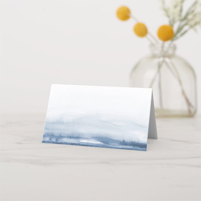 De Placement Simple, moderne, Aquarelle, bleu marine Carte Plac (Devant)