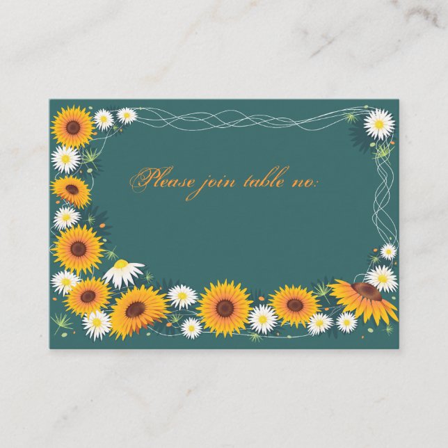 De Placement Sunflower & Daisy Wedding Party Table Carte Place (Devant)