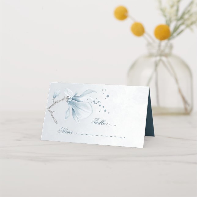 De Placement teintes bleues poussiéreuses fleurs carte place (Devant)
