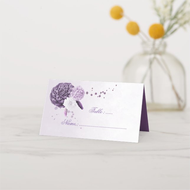 De Placement teintes violettes fleurs & arc carte place (Devant)