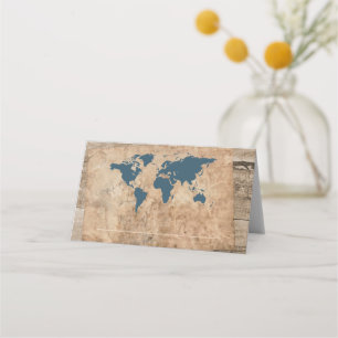 De Placement Thème Vintage voyage rustique Carte du bois