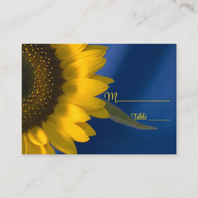 De Placement Tournesol sur la carte Mariage bleu (Devant)