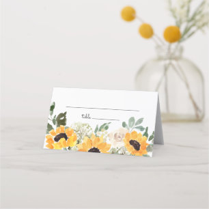 De Placement Tournesol vert Rustique Mariage Carte Place