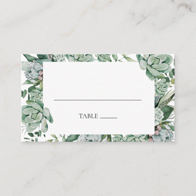 De Placement Une verdure succulente | Carte Mariage Green Flat (Devant)