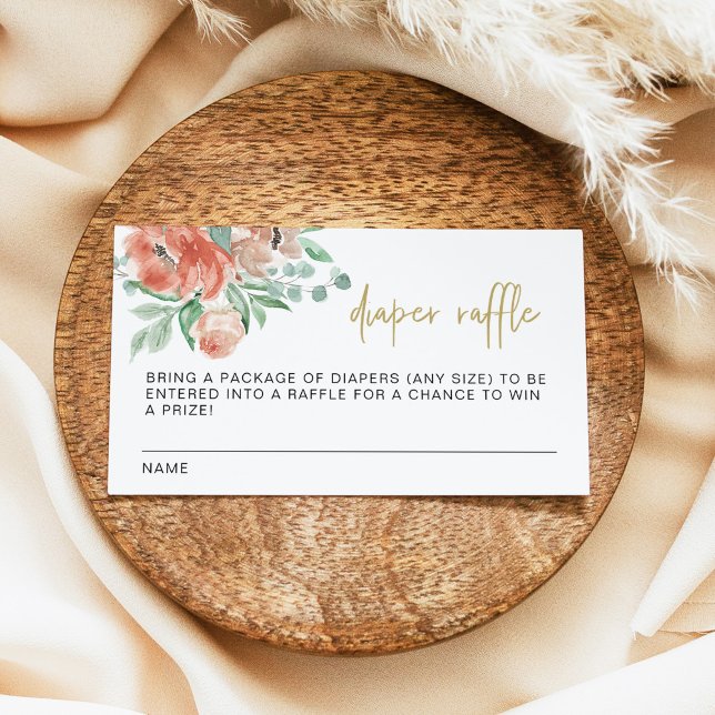 De Placement VERA Green Terracotta Floral Diaper Carte Raffle (Créateur téléchargé)