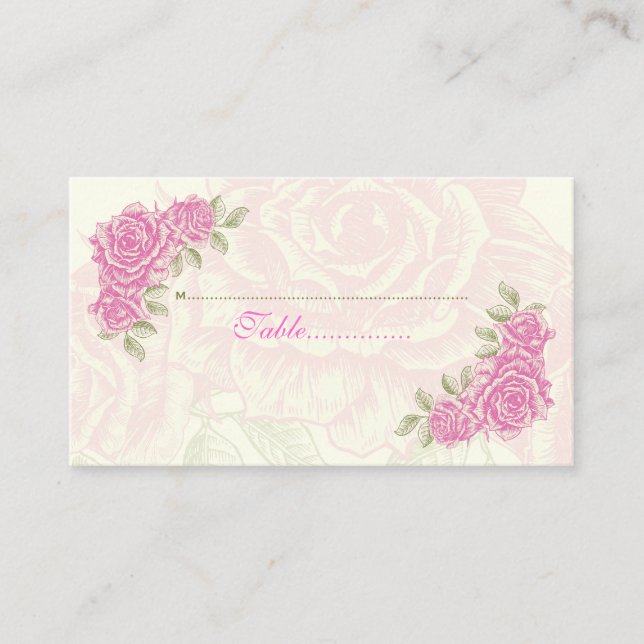 De Placement Vintage rose roses mariage carte place (Devant)