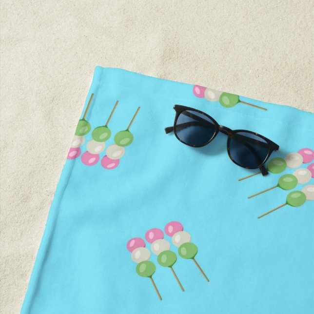 De Plage Anime Blue Pastel Dango Beach Serviette (En situation)