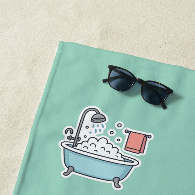 De Plage Baignoire mignonne avec bulles et serviette (En situation)