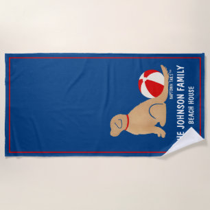 De Plage Beach Days Golden Retriever Dog Beach Serviette