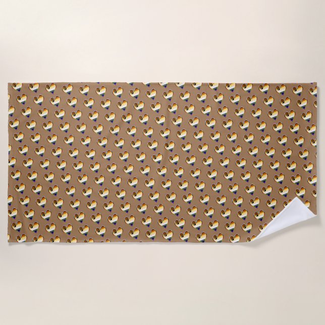 De Plage Bear Pride Heart Motif Beach Serviette (Devant)