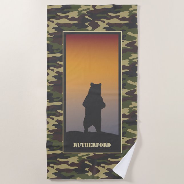 De Plage Bear Standing et la serviette Camo Beach (Devant)