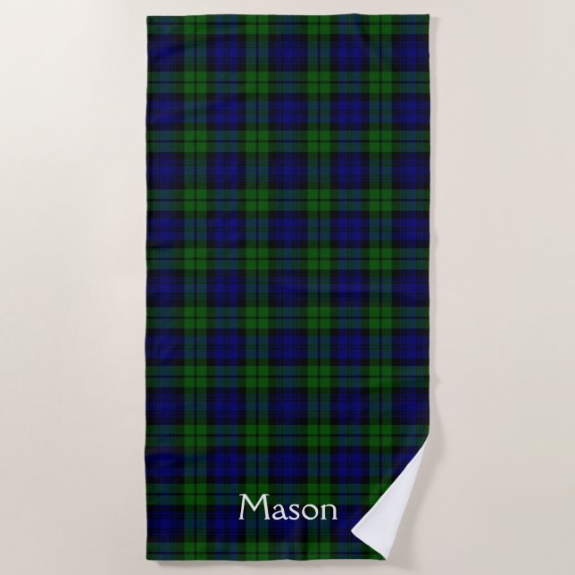De Plage Black Watch Tartan Plaid Beach Serviette (Devant)