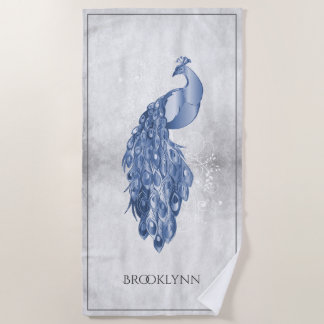 De Plage Blue Elegant Peacock Beach Serviette