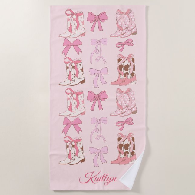 De Plage Bottes et vaches Girly Western Serviette personnal (Devant)