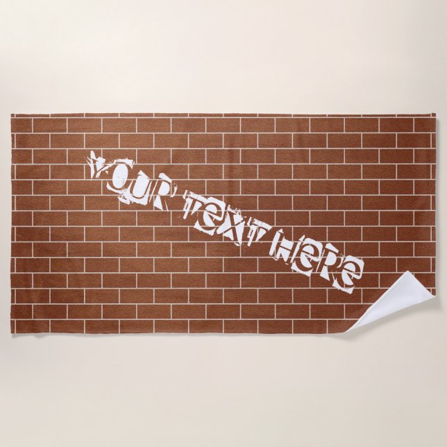 De Plage Brick Wall Beach serviette Texte personnalisé (Devant)